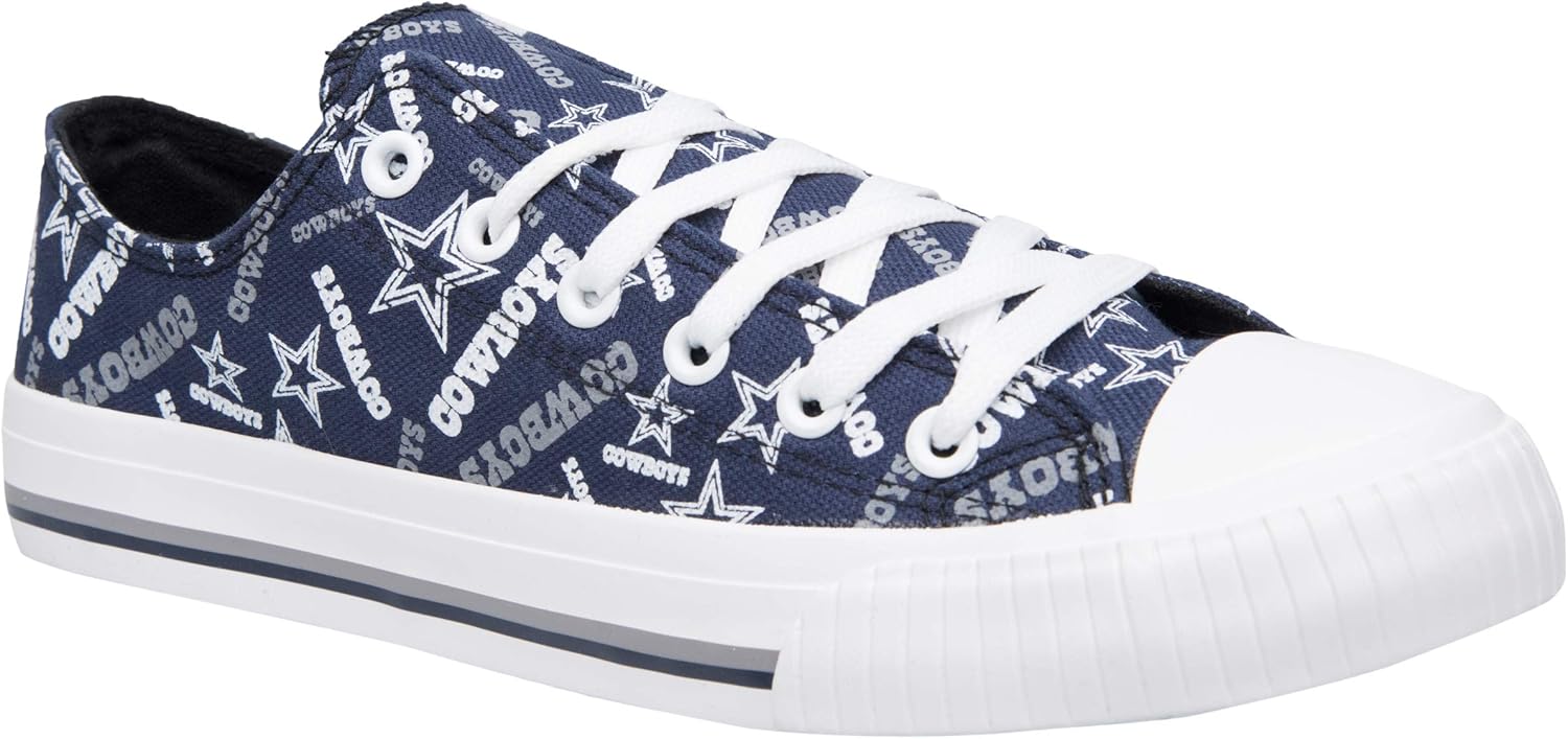 FOCO NFL Womens Low Top Repeat Print Canvas Shoe: Dallas Cowboys, Large : Clothing
