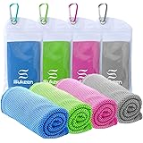 [4 Pack] Cooling Towel (40"x12"), Ice Towel, Soft Breathable Chilly Towel, Microfiber Towel for Yoga, Sport, Running, Gym, Wo