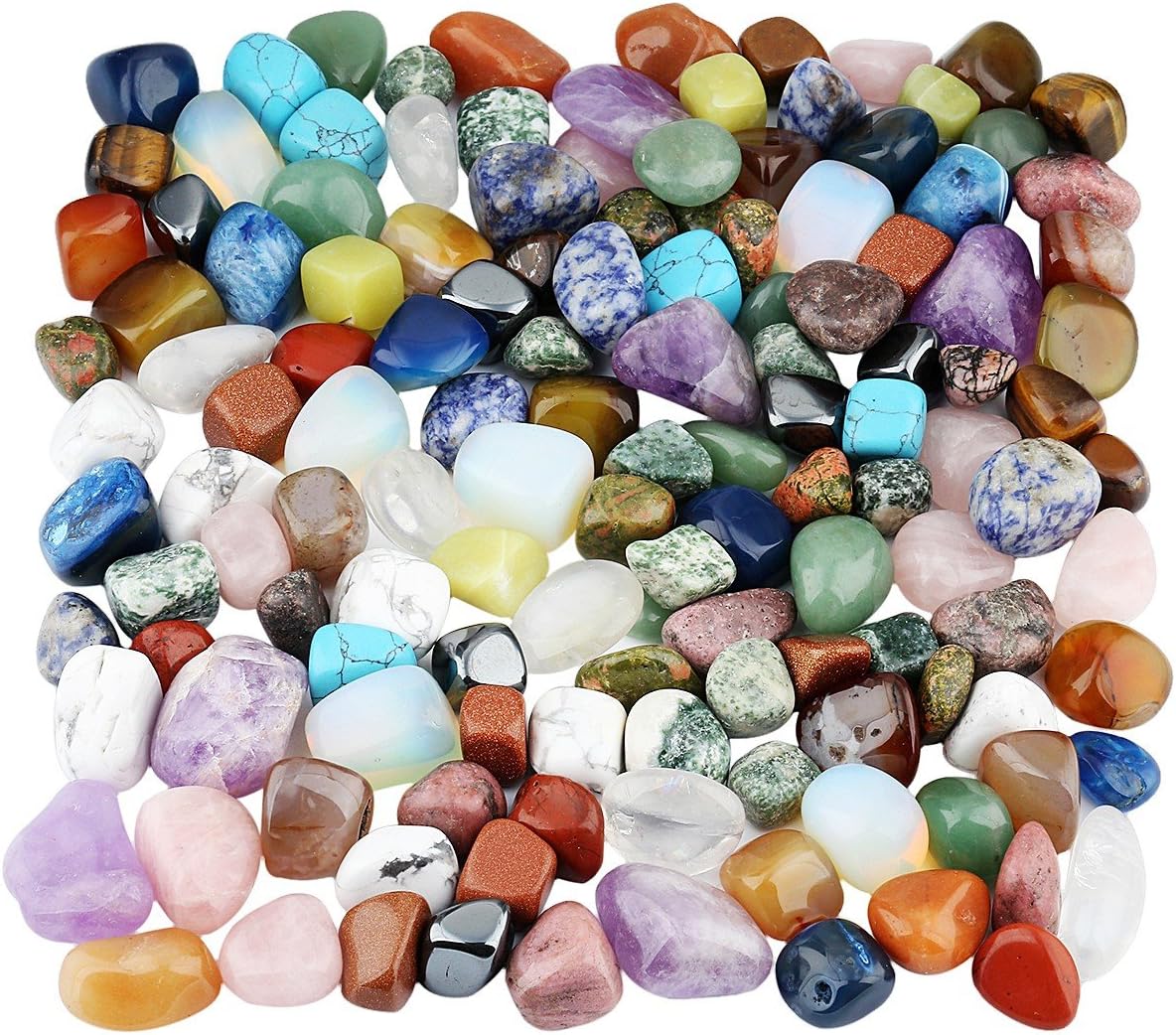 Indoor Fountains & Accessories - mookaitedecor 1lb Tumbled Stones Polished Crystals Healing, Reiki, Chakra & Wicca,Assorted Stones