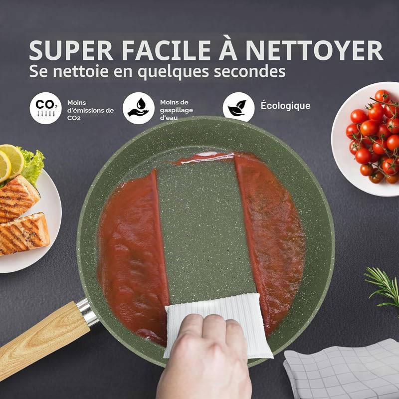 30 Pièces Casseroles et Poêles à Induction Vert