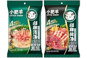 GENERIC Little Sheep Plain and Spicy Hot Pot Mongolian Soup Base (2 Pack, Plain + Hot)
