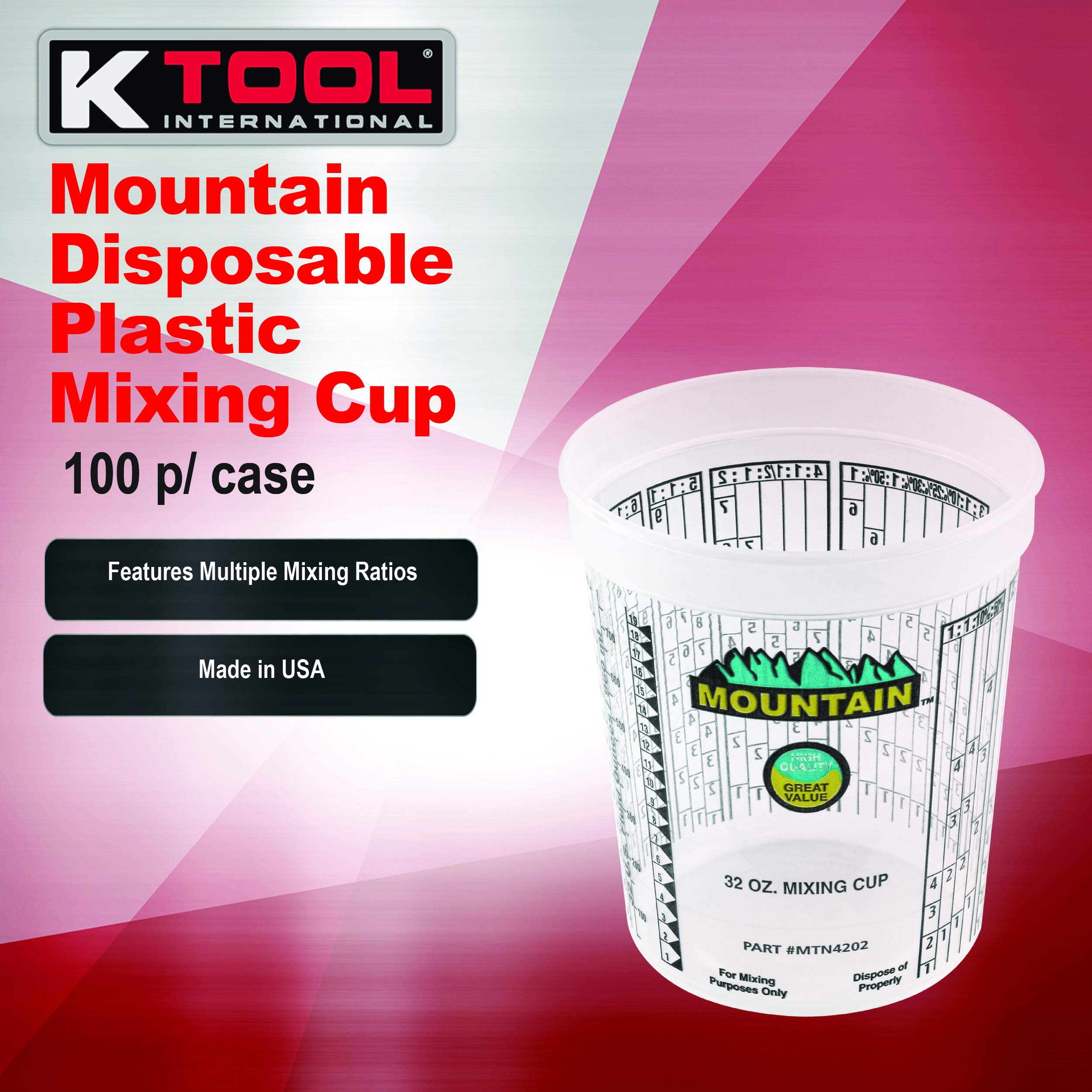 MOUNTAIN Disposable Quart Mixing Cups (100 per case), Made in USA