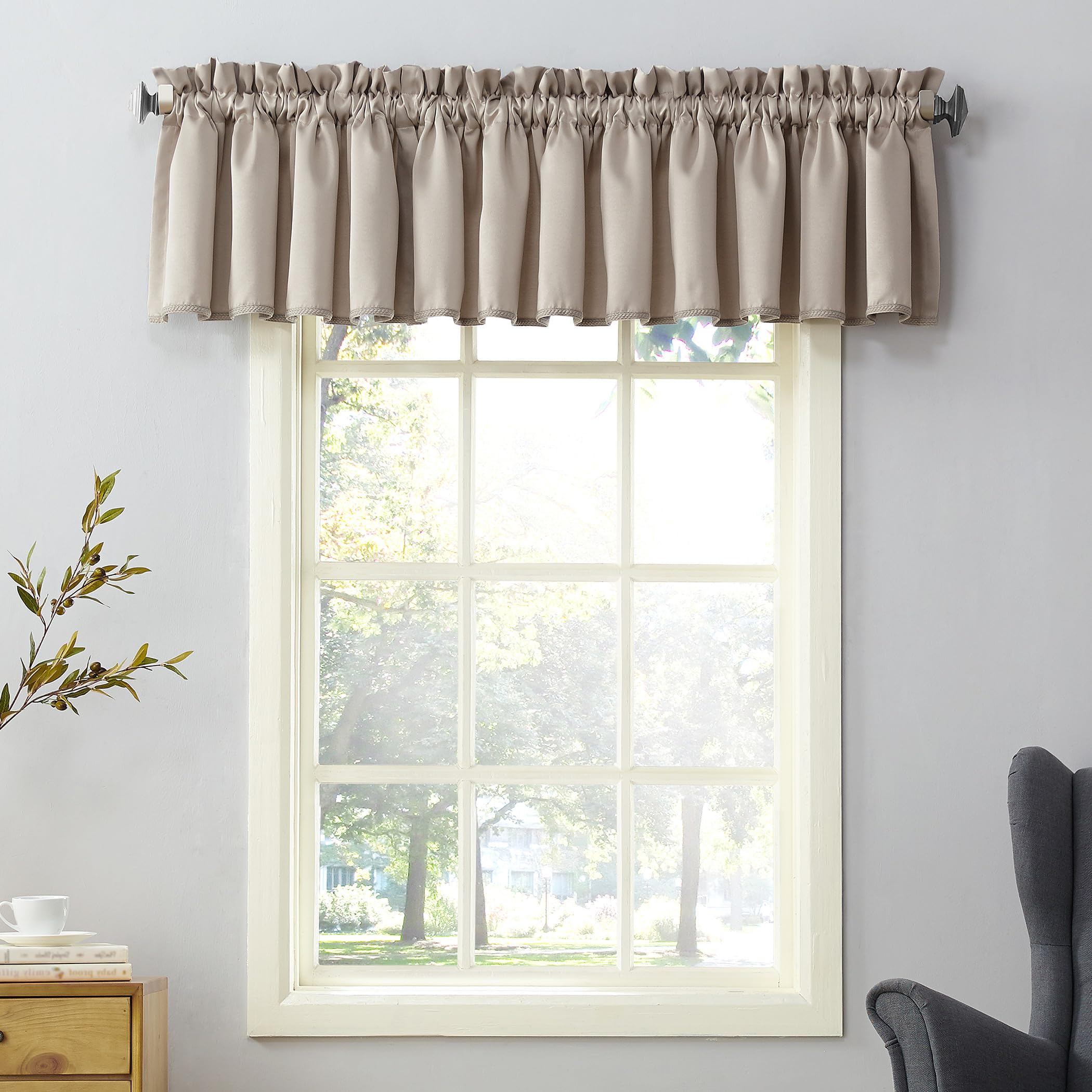 Sun Zero Barrow Energy Efficient Rod Pocket Curtain Valance Pair 54" x 18"