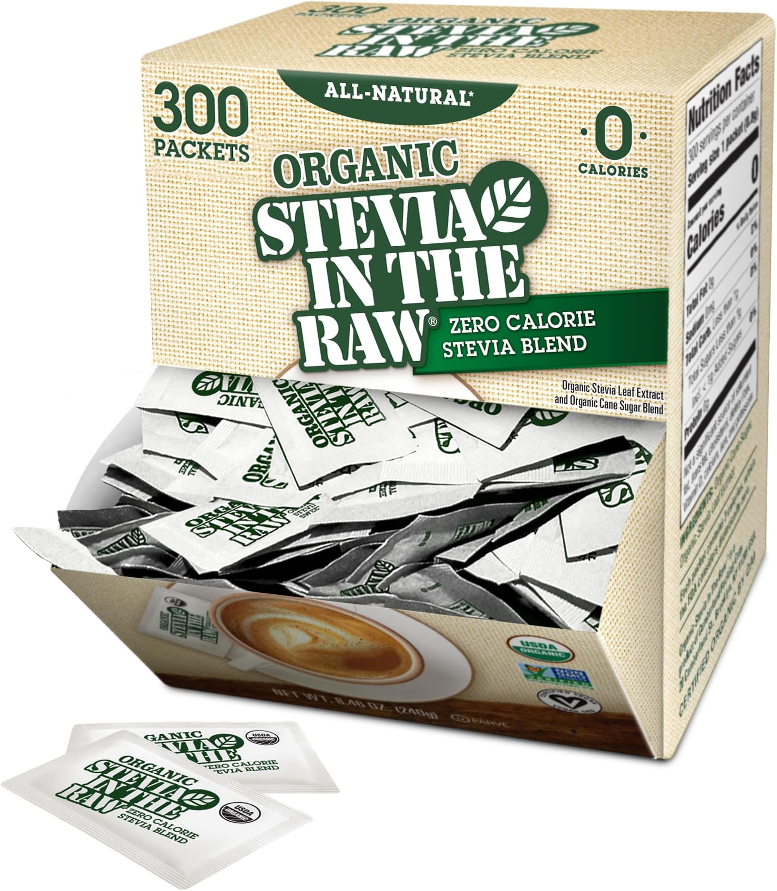 Organic Stevia In The Raw, Plant Based Zero Calorie Natural Sweetener