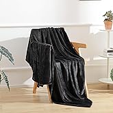 FINDCOZZIE Flannel Fleece Blanket Twin Size, Lightweight Fuzzy Cozy Soft Warm Black Blanket for All Season Bed, Sofa and Couch (60x80 Inch)