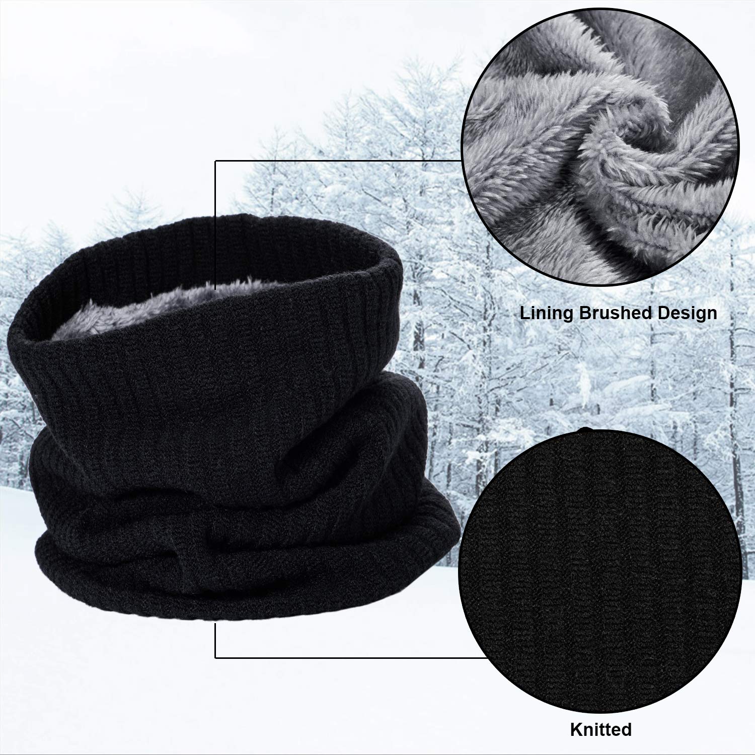 WOGREZ Men and Women Knitted Scarf Winter Warm Neck Warmer Thermal Circle Infinity Scarf