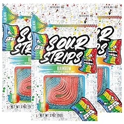 Sour Strips Sour Candy Belts, Rainbow, Resealable