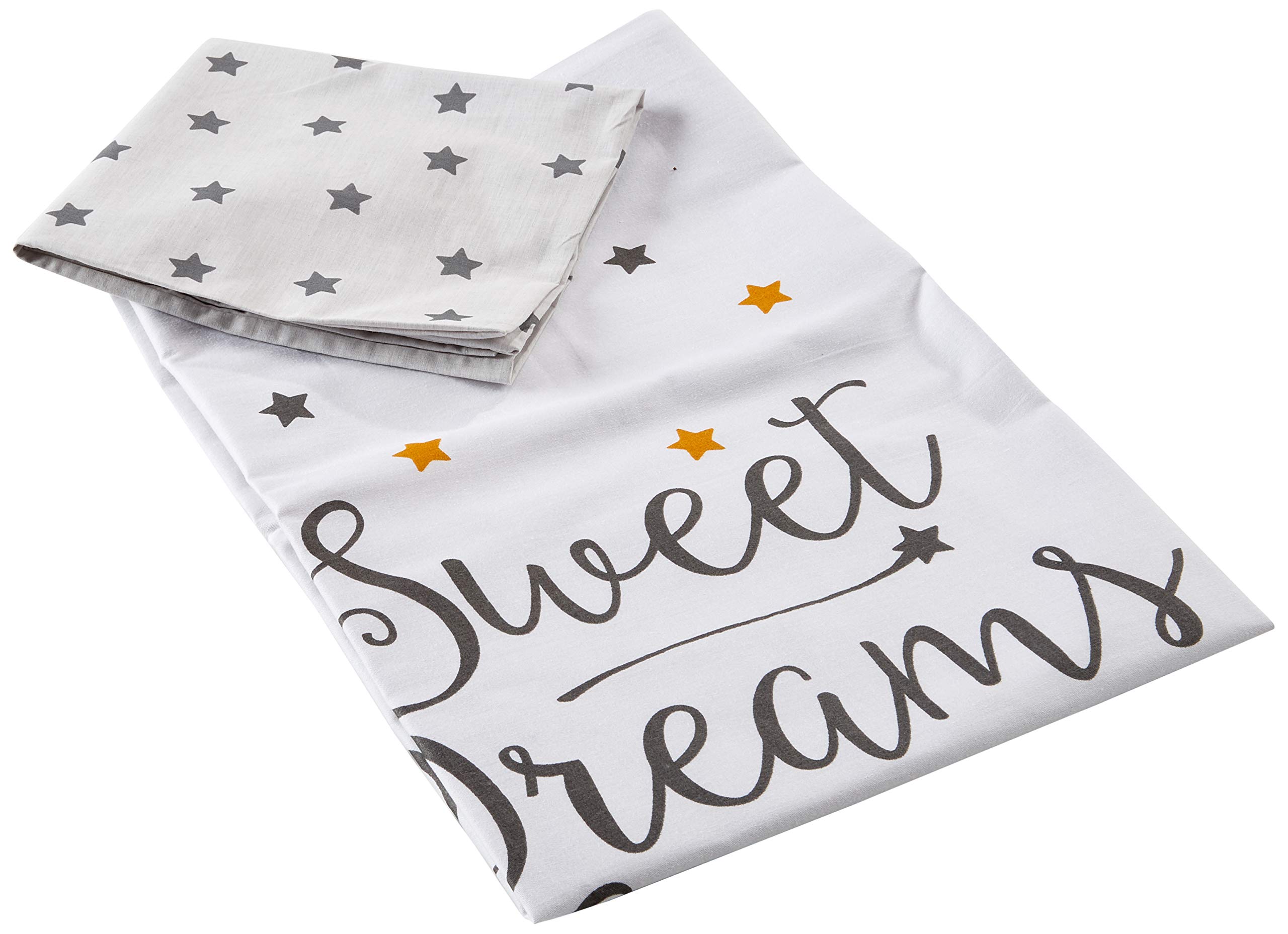 Träumeland TT19203 Baby/Children's Bed Linen Made of Finest Cuddly Soft Cotton Size 80 x 80 cm + 35 x 40 cm Star Dream Design Yellow Multi-Coloured