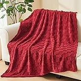 NEWCOSPLAY Super Soft Throw Blanket Red Premium Silky Flannel Fleece 3D Checkered Lightweight Bed Blanket All Season Use (Red Checkered, Throw(50"x70"))