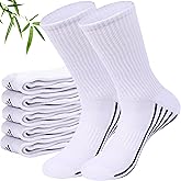 Sunew 6 Pairs Viscose Bamboo Socks, Unisex Cushioned Comfortable Crew Workout Hiking Socks