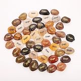 ROCKIMPACT 50 Pcs Engraved Peace Stones - 2-3" Inspirational River Rocks For Gratitude, Zen, Gifts