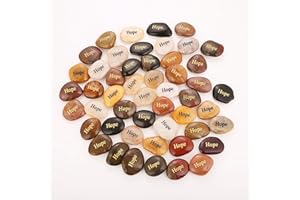 ROCKIMPACT 50PCS Hope Stones Engraved Inspirational Rocks Prayer Stones Gift Healing Stone Encouragement Hope Rocks Wholesale Bulk, 2"-3" ea