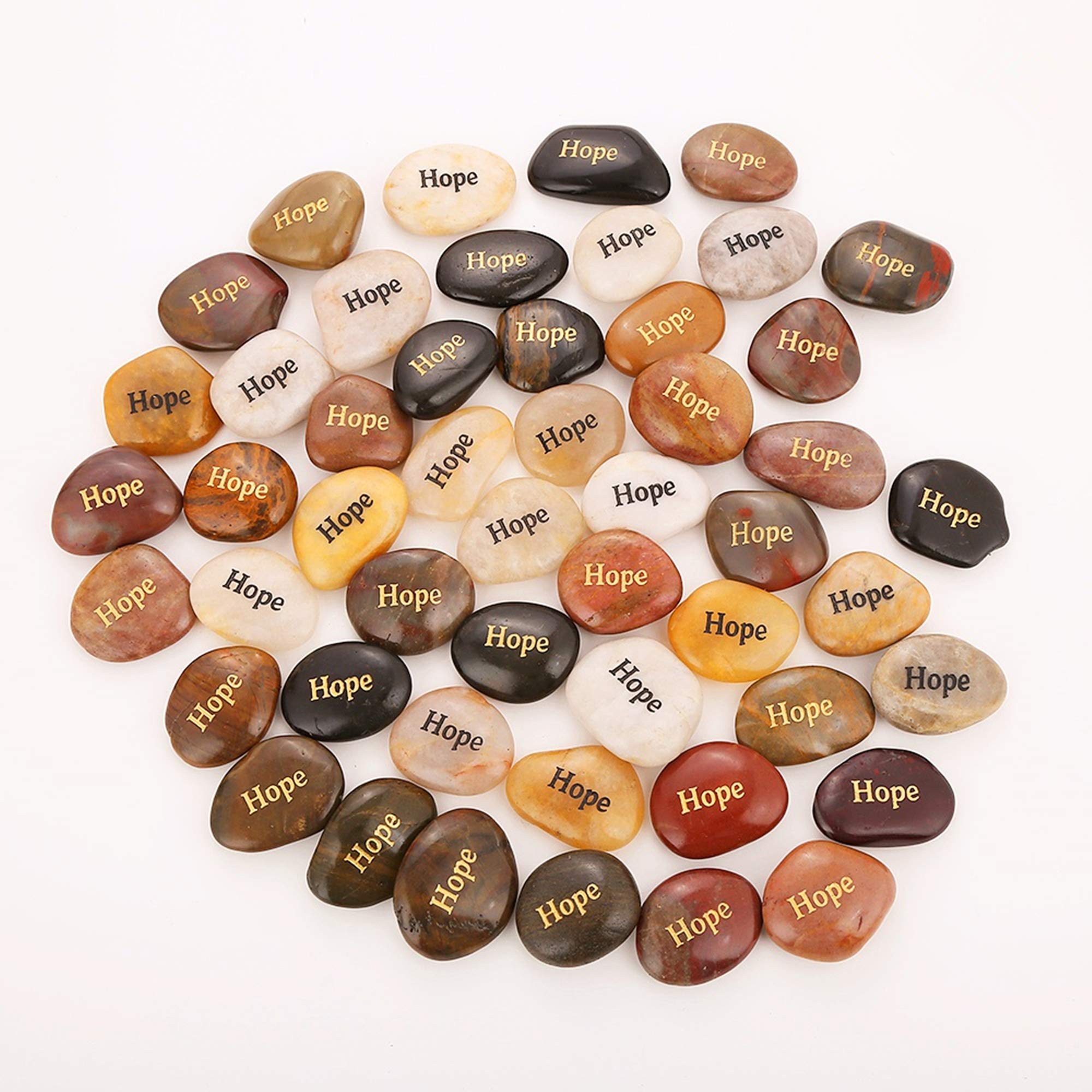 ROCKIMPACT 50PCS HOPE Engraved Inspirational Rocks, Sentimental Gifts, Self Motivational Treat, Encouragement Message Stone Pebble Keepsake, Wholesale Price, 5-8cm (2"-3") each