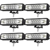 Treela 6 Pcs 6" LED Spot Flood Combo Bar, Slim 10000LM 12V/24V 60W Light | 10000LM High Output, Waterproof for Off Road ATV UTV Golf Cart Trailer, 12V 24V Dual Voltage, Fog Illumination Bar