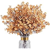 HIAGROW Babys Breath Artificial Flowers, 8 Bundles Real Touch Light Brown Fake Flowers Silk Flowers Bulk for Vase Home Office Wedding Spring Indoor Outdoor Centerpiece Table Decorations