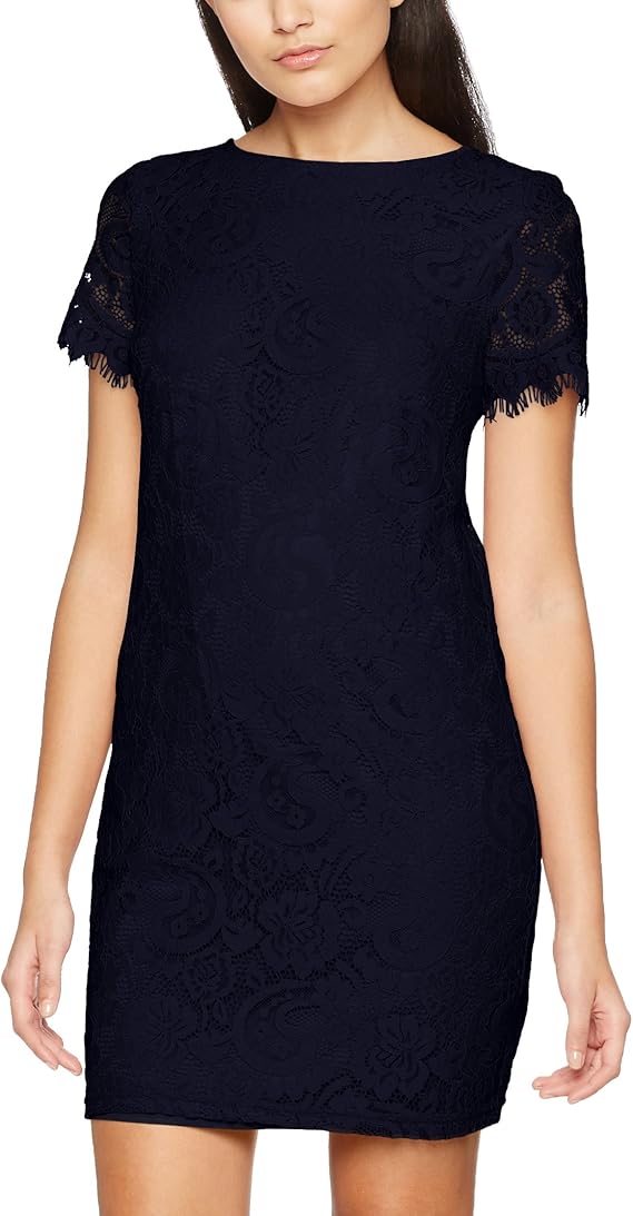 Dorothy Perkins Petite Women's Lace Shift Dress Navy Blue, 12 Amazon