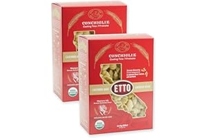 Etto Pasta- Organic Conchiglie Pasta- Single Ingredient- Non-GMO Pasta- Vegan, Vegetarian, Organic Pasta. Protein-rich, All Natural- Durum Wheat Semolina Gourmet Pasta. Small Batch Crafted Pasta. Proudly Made in California- 2 Boxes (2 Pounds).