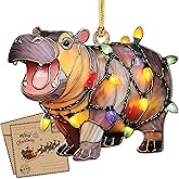 Hippo Christmas Ornament 2025, I Want A Hippopotamus for Christmas Ornament, 2025 Ornaments for Decoration, Animal Ornaments, Hippopotamus Gifts, Holiday Decor, Stocking Stuffer, White Elephant Gift