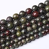 6MM Dragon Blood Stone Round Loose Beads Natural Gem Beads Crystal Energy Stone Beads for Jewelry Making DIY Bracelet Necklace