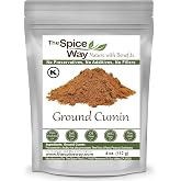 The Spice Way Ground Cumin 4 oz Powder Made from Premium Whole Cumin Seeds | Earthy, warm ground cumin for beans, lentils, meats, vegetables, chili and spice blends; Kosher Certified; Resealable Bag