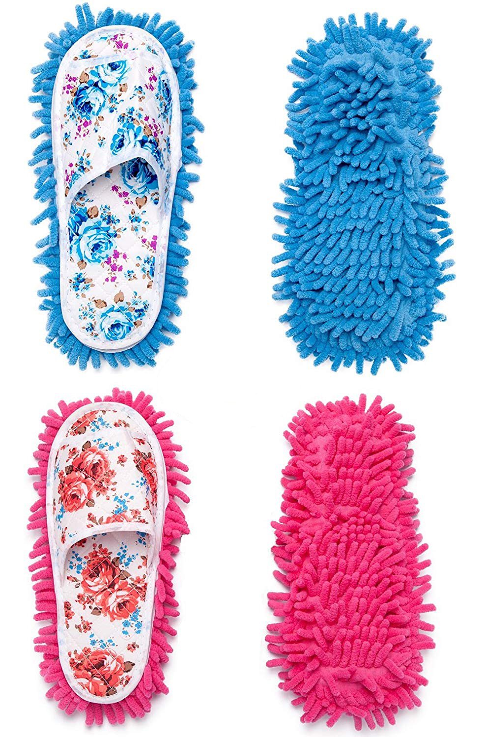 2 Pairs Microfiber Slipper Cleaning Mop Slippers Washable Detachable House Shoe Cover Dust Floor