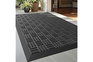 DEXI Front Door Mat Outside Entrance, 2x3 ft Rubber Entry Doormat Heavy Duty, Welcome Mats Non Slip for Inside House Floor Entryway Back Doors Exterior Patio, Maze Black
