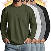 August Alley 4 Pack Men's Big and Tall Thermal Shirts Fleece Lined Long Sleeve Underwear Top Crew Neck Undershirts Base Layer
