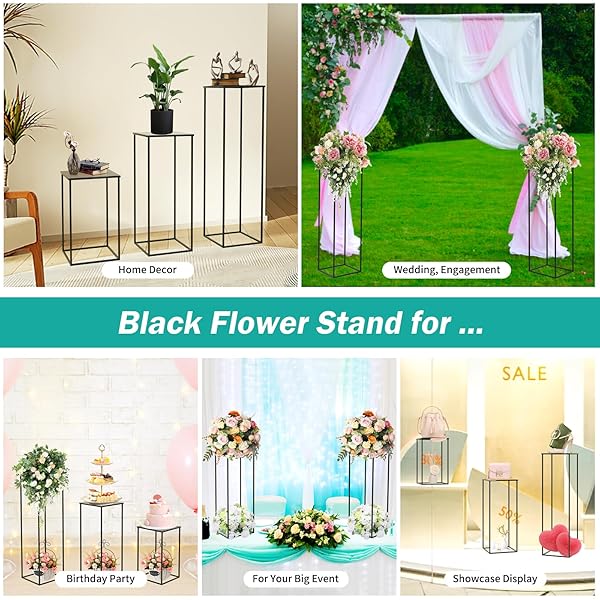 10 PCS BLACK VASES FLOWER STANDS 31.5″, WEDDING CENTERPIECES FOR TABLES, METAL GEOMETRIC FLOWER VASE, TALL FLOWER STAND FLOWER VASE FOR CENTERPIECE HOME TABLE DECORATIONS