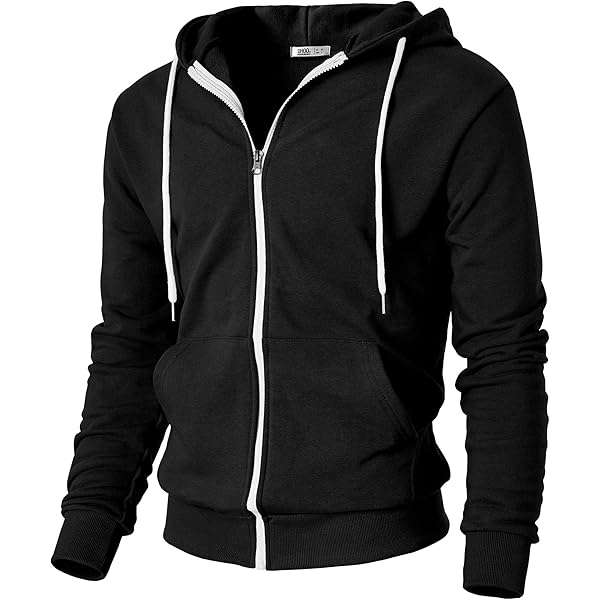 Amazon.com: Ohoo Mens 100% Cotton Hoodie - Two Way Zipper