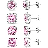 MILACOLATO Cubic Zirconia Stud Earrings for Women Men | 18K Gold Plated Hypoallergenic Sterling Silver Post Earrings | Big Brilliant Simulated Diamond CZ Halo Stud Earrings for Sensitive Ears