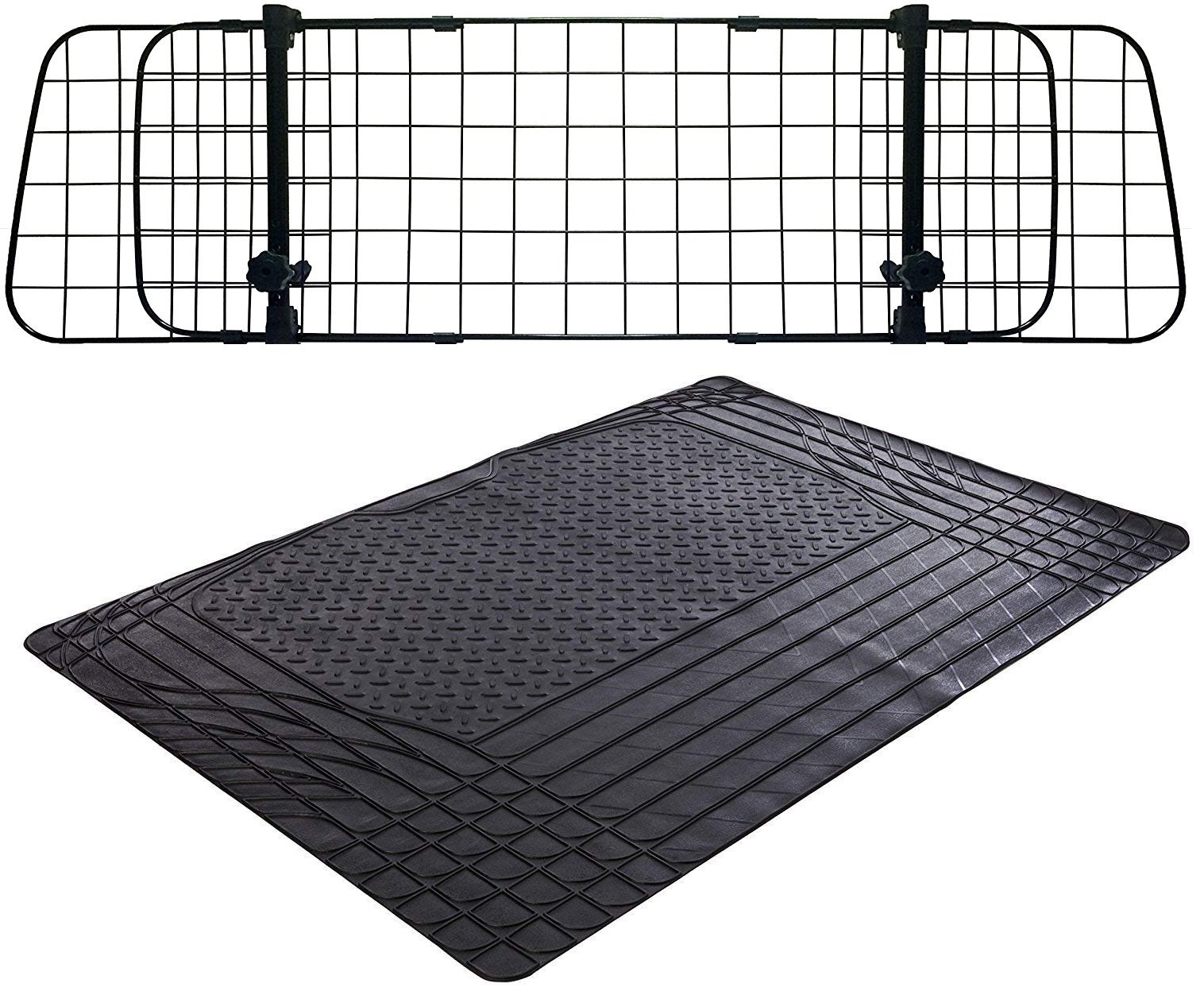 XtremeAuto® Universal Heavy Duty Waterproof Rubber Car Boot Liner Mat & Mesh Grill Dog Barrier Guard