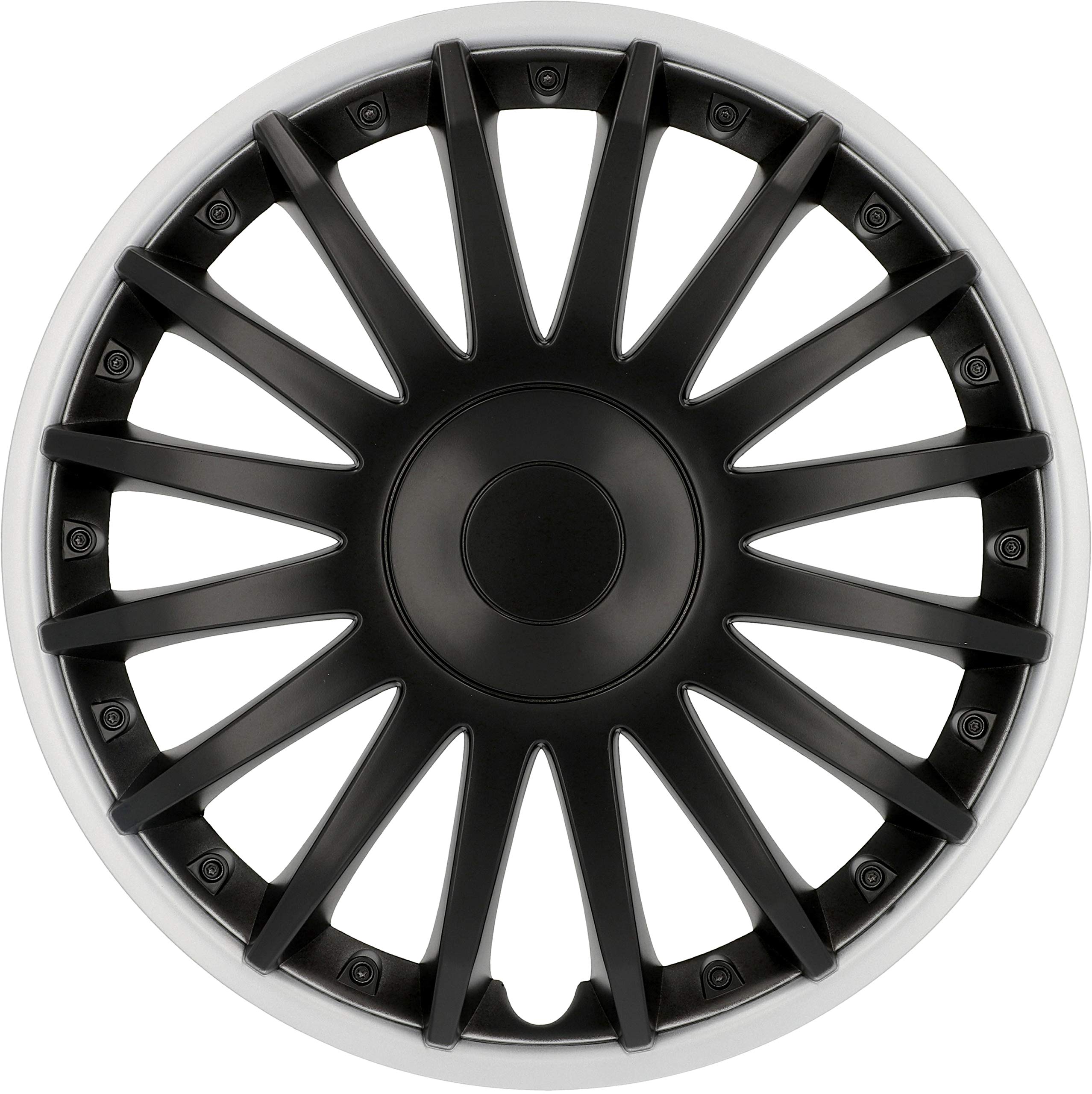 Cartrend 10561 Topeka Wheel Trim Set in Sporty Aluminium Look Black/Silver 4-Piece