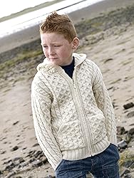 Aran Crafts Kid's Irish Cable Knitted Hooded Zip