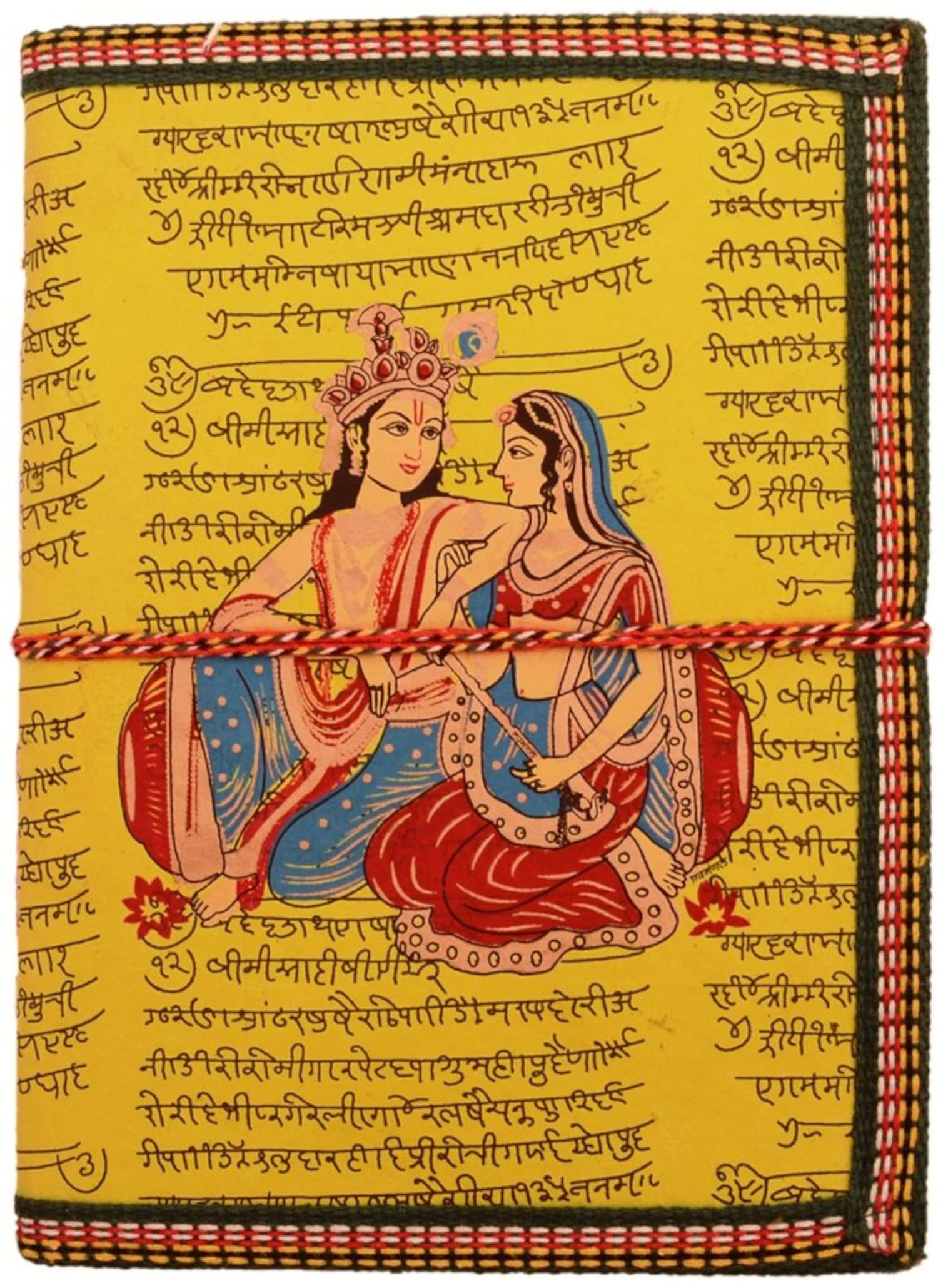 Purpledip Handmade Paper Journal Radha-Krishna: Vintage Diary Notebook With Thread Closure (11157)