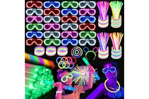 SHQDD 248 PCS Glow Party Supplies, 24 PCS Foam Glow Sticks, 24 PCS LED Glasses and 200 PCS Glow Sticks Bracelets, Neon Party Favors for Glow Party, Wedding, Concert, Raves and Birthday