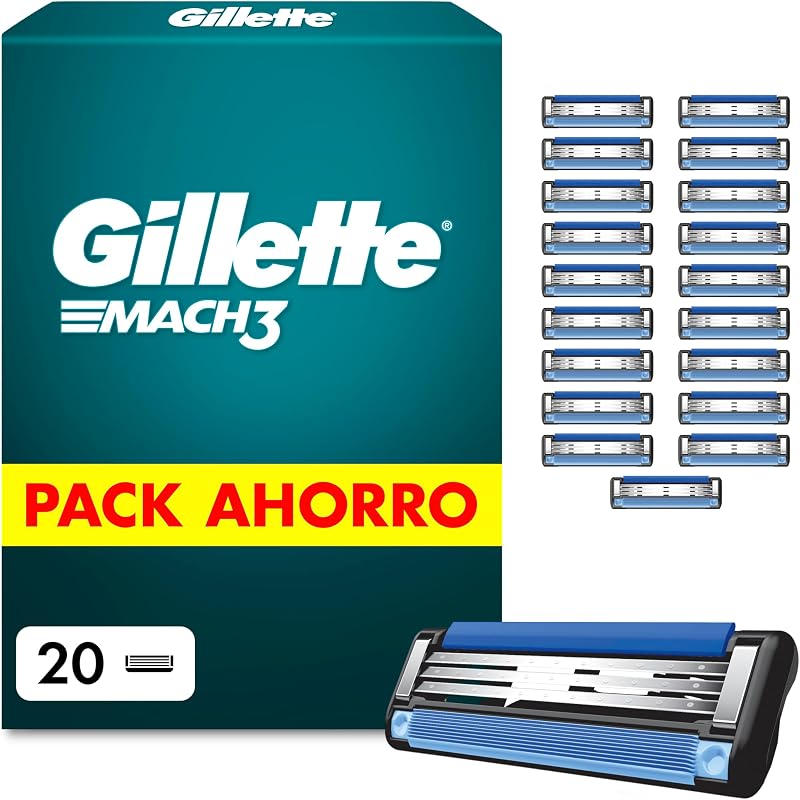 Mach3 Base Cuchillas de Afeitar Hombre, Pack de 20