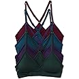 Kalon Women’s 4 Pack Racerback Sports Bralette Seamless Wireless Comfort Bra