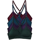 Kalon Women’s 4 Pack Racerback Sports Bralette Seamless Wireless Comfort Bra