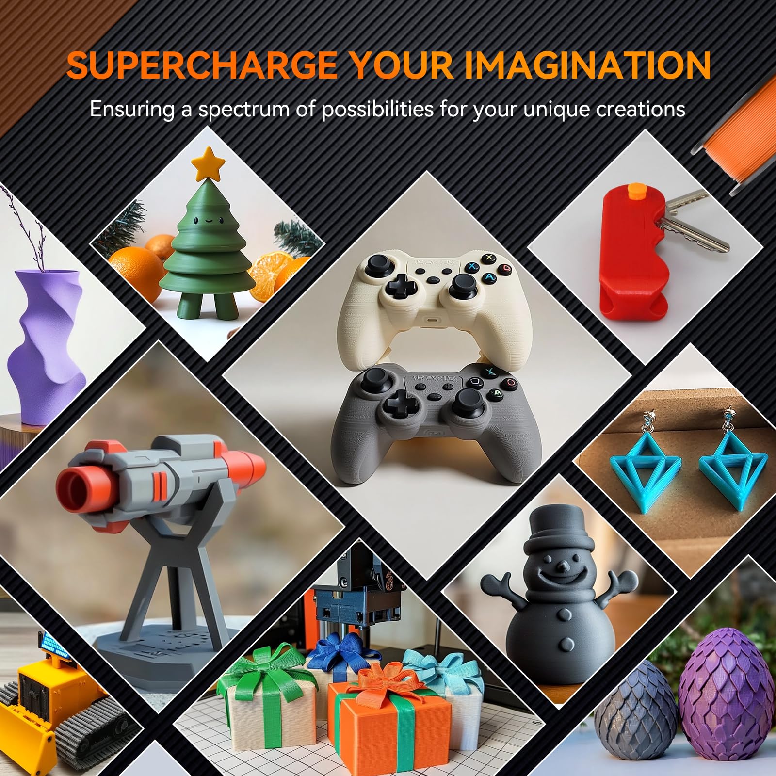 TECBEARS PLA Filaments 1.75mm Schwarz, 1kg 3D Drucker Filament PLA, Filament 3d Druckmaterialien, Vakuumverpackung，Maßgenauigkeit +/- 0,02 mm, 1kg Spule (2,2lbs) PLA Filament für Intelligentes Drucken 7