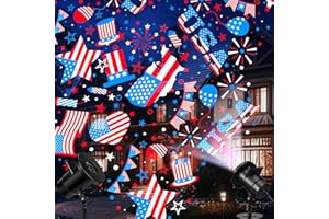 Lingvee Independence Day Projector Lights Outdoor Patriotic USA LED Projector Flag on Dynamic Waterproof Outdoor Indoor July 4th Projection Patterns Spotlight for Landscape Garden Yard Patio Party
