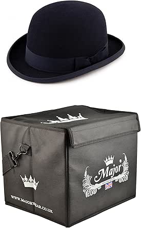 Major Wear Sombrero rígido de lana de fieltro negro con forro ...