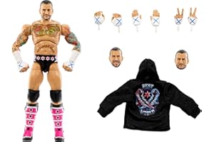 Mattel WWE Ultimate Edition Action Figure & Accessories Set, CM Punk 6-inch Collectible, Swappable Heads & Hands, 30 Articulation Points