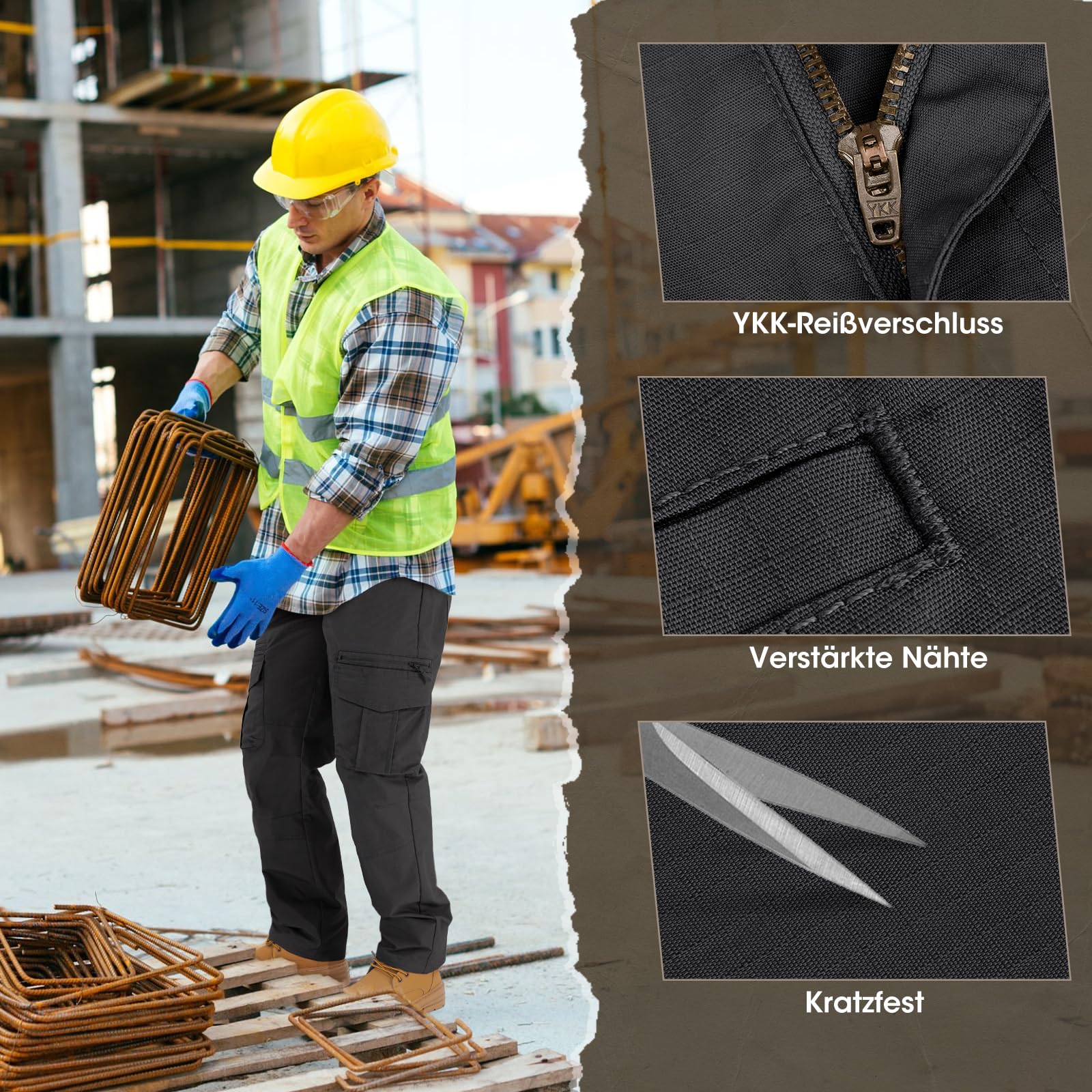 IGOLUMON Arbeitshosen Männer Cargohose Herren Stretch mit Vielen Taschen Outdoorhose Taktische Hose Herren mit Halbelastischer Bund 6