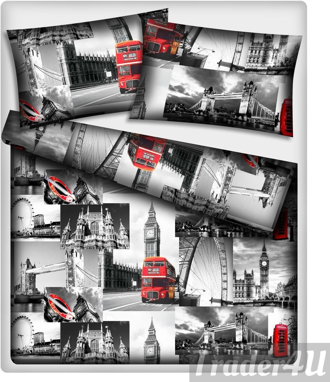 MillaLu Printed Fabric Material - by The METRE - Wide 160 cm (64") 100% Cotton (1 metre, Grey London)
