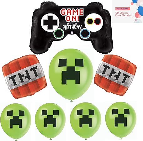 Amazon Zucca Party マインクラフト バルーン バンドル パック Game On It S Your Birthday 36インチ ホイルバルーン 2個入り Minecraft Tnt 18インチ アルミ風船 16個 Minecraft ラテックスバルーン 12インチ 両面プリント 1個入り Zucca Party 風船