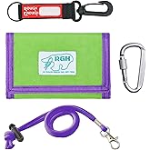 Rough Enough Kids Wallet for Boys Girls (Heavy Duty Nylon Wallet with Neck Lanyard Keychain for Travel Outdoor Activities Green Purple)