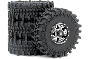 HOBBYSOUL Soft Sticky 61mm 1.0 Tires & Heavy 1.0 Wheels Rims for RC Crawler 1/24 Axial AX24 SCX24 FMS FCX24 1/18 TRX4M Upgrade