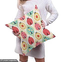 Lunarable Ladybugs Fabric by The Yard, Ladybugs