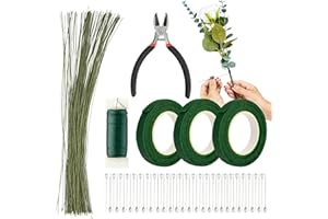 RAINFLOW Flower Arrangement Supplies for DIY Floral Tape and Floral Wire Kit with Boutonniere Pins Cutter Include 22 Gauge Wire and 26 Gauge Wire for Flower Bouquet and Wreath Making
