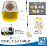 TDBS Floor Mop and Bucket Set 2pc Yellow Heavy‑Duty Wringer Mops for Floors view 3